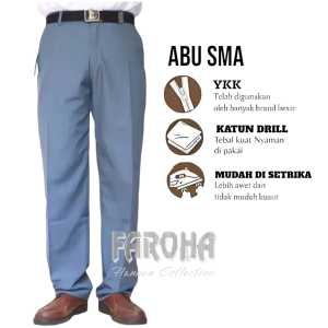 Celana Panjang Sekolah SMP/SMA/SMU Kain Katun Drill Seragam Sekolah Terbaik