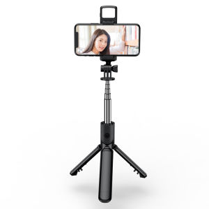 Wireless Bluetooth Selfie Stick Tripod Monopod With Fill Light Remote Control Foldable Trendy Colour Rearview Mirror Tripod Monopod Self Photography Wireless Contro Extendable