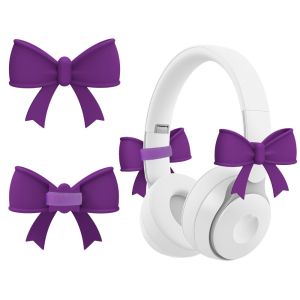 WFYW 2PCS Silicone Headphone Decorations 3D Bow Shape Earphone Charms Universal Gift Headset Attachment Girls