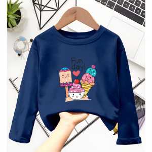 Atasan Kaos Anak Perempuan Lengan Panjang FUN DAY ICE CREAM Untuk Usia 1-12 Thn