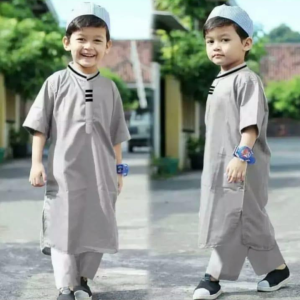Baju Setelan Koko Anak Laki Laki Model Lis Jubah Gamis Anak Bonus Peci
