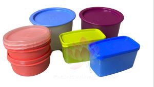 Tupperware Set: Round Box (2) Blue & Purple Small Rectangle Box Round Box (2) Peach 1110426 11104258 #Container #Food