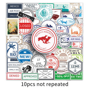 59pcs World Travel Postmark Stickers Post Stamp Style Vinyl Decals for Luggage Scrapbook Laptop Journaling Planner