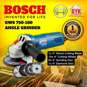 SYK BOSCH GWS 750-100 Angle Grinder Bosch Grinder Machine Mesin Electric Grinder Mesin Grinder - 06013940L0 (FREE GIFT)