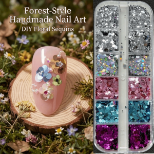 PLNBFG 12-Grid Polka Dot Glitter Nail Art Decorations DIY Minimalist Glitter Nail Accessories Creative Colorful Sequins Nail Decorations Nail Salon
