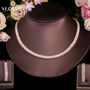 Sepj ชุดเครื่องประดับงานปาร์ตี้สำหรับงานหมั้น SJ176สร้อยคอและต่างหูประดับเพชรสังเคราะห์