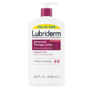 Lubriderm Advanced Therapy Body Lotion Fragrance-Free Lotion for Extremely Dry Skin Pro-Ceramide Hydration for Itchy Dry Sensitive Skin Hand and Body Lotion Non-Greasy Hypoallergenic 32 Fl Oz