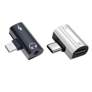 USB C to 3.5mm Headphone and Chargers Adapter With 3.5mm Headphone Port PD60W Fast Charging Aluminum Alloy Design