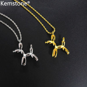 Kemstone Stainless Steel Balloon Dog Gold Silver Plated Pendant Necklace Jewelry Gift for Men
