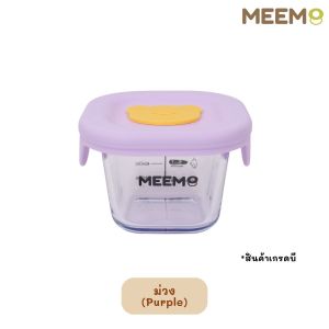 MEEM [สินค้าเกรดบี ราคาพิเศษ] กล่องแก้วเก็บอาหารเด็ก ฝาปิดซิลิโคน มีระบายอากาศลายหมี ความจุสูงสุด 220 ml