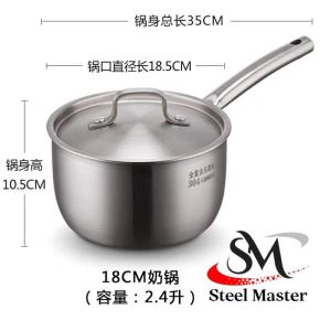 Taiban High Quality 5 Layer 304 Stainless Steel Milk Pot/ Sauce Pan