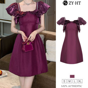 ZYHT EraVogue เดรสผู้หญิง เดรสสีม่วง เดรสทรงเอ เดรสแขนกุด เดรสทำงาน เดรสไฮโซ เดรสวินเทจ เดรสออกงาน เดรสปาร์ตี้ ชุดราตรี 80159