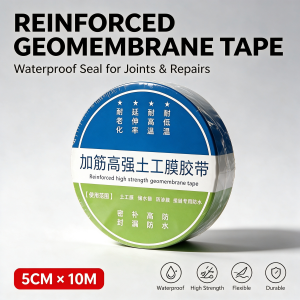 Reinforced high strength geomembrane tape Waterproof seal for joints and repairs 5CM x 10M Super Strong Fiber Waterproof Tape Leakproof Seal Repair Tape Performance Self-repair Tape COD