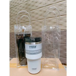 Combo 8 Cái - Túi Đựng Bình Giữ Nhiệt - Bình Nước Đa Năng Basic Trong Suốt 10 x 10 x 25cm