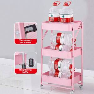 Foldable Kitchen Trolley Rack Multi-Functional Storage Trolley Rack Troli Boleh Lipat