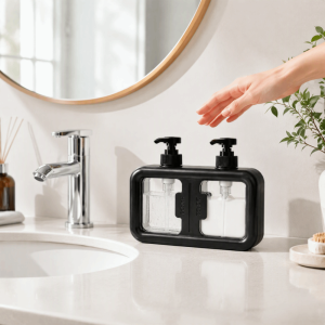 WARMSUN Dual Grid Dual Chamber Soap Dispenser Dual Compartment Press Pump Wall Mount Soap Dispenser Versatile 2-in-1 Design Hand Soap Dispenser Bathroom