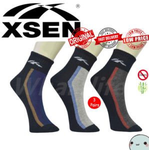 🍀🍀 [Ready Stock] 3Pair High Quality Bamboo Charcoal XSEN Deodorant Sock Stoking Bamboo Sock