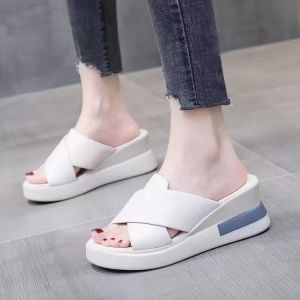 [Free Shipping] WomenS Thick-Soled Slippers New Summer Styles Versatile For Outdoor Wear Summer High-Heeled Platform Sandals Wedge Heels