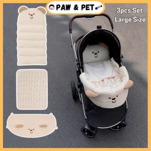Pet Stroller Pad Cushion Mattress Soft Cushion Pillow Set Bedding For Cat & Dogs Outdoor Stroller Accessories