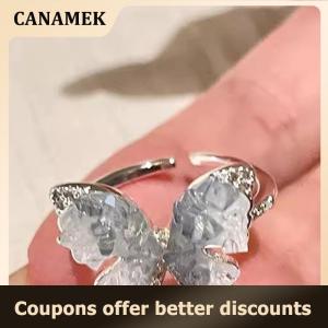 【 CANAMEK 】 Romantic Long Butterfly Tassel Earrings For Women Delicate Blue Butterfly Crystal Dangle Earrings Jewelry Gift