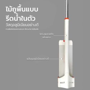 ไม้ถูพื้นแบบรีดน้ำ 1 ด้าม พร้อมผ้าไมโครไฟเบอร์ 2 ผืน ไม้ม็อบรีดน้ำในตัว สินค้าคุณภาพดี ทนทาน พร้อมส่งในไทย
