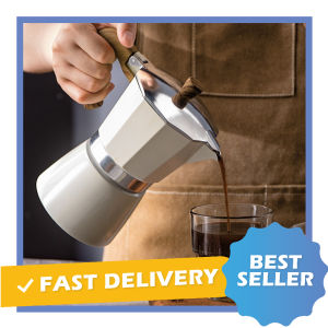 Alloet Pot Cangkir Kopi Aluminium Mocha Latte Pembuat Kopi Espresso Heater 500W EU Plug 150ml Stainless Steel WY-03E - 7CHZ7KBE