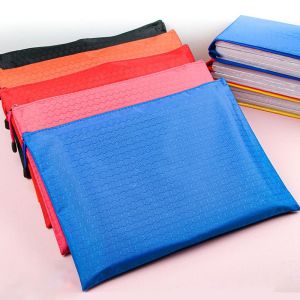 GINKG กันน้ำกันน้ำได้ กระเป๋าแฟ้มแบบมีซิปสำหรับ A4 แบบพกพาได้ สีสำหรับตกแต่ง แฟ้มโฟลเดอร์ ทนต่อการสึกหรอ ผ้าอ๊อกซ์ฟอร์ด ถุงตาข่ายเก็บเครื่องเขียน สำหรับนักเรียน