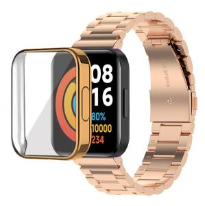 Case + Metal Strap For Xiaomi Redmi Watch 4 Case Protector Wrist Strap Band Redmi Watch 3/3 lite/ 3 active/ 2 Lite smart watch strap Stainless Steel Bracelet Accessory