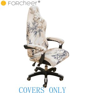 FORCHEER Printed Velvet Gaming Chair Cover Stretch Elastic Computer Office Swivel Chair Slipcover With Armrest Seat & Backrest Washable 1 Set
