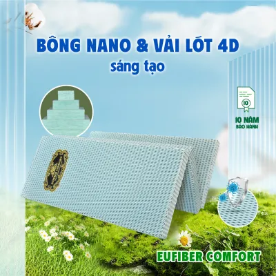 Nệm bông ép Gấp 3 - Di chuyển dễ dàng- Kim Cương EUFIBER COMFORT-Bảo hành 10 năm.