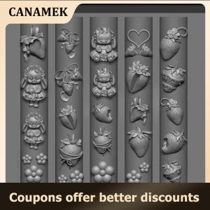 【 CANAMEK 】 3D Silicone Mold For Nail Art Design Relief Bow Strawberry Baroque Pattern Manicure Templates Plates Tools Accessories