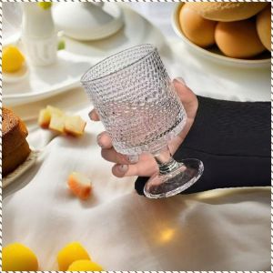High-legged Cup Artistic Cleaning Glass Tableware Like Vintage Style High Value Embossed Afternoon Tea