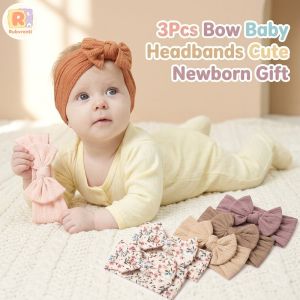 3 Pcs Set Soft Solid Color Bow Baby Headbands Cute Princess Hair Accessories For Newborn Infant Lovely Gift