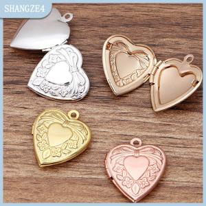 【SHANGZE4】 Kim Loại đồng thau hình trái tim hình ảnh mề đay quyến rũ Mặt dây chuyền tự Làm Vòng Cổ làm