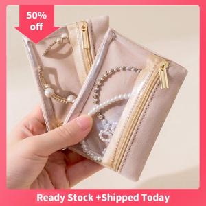 🔥🔥🔥sjqgqx Portable Velvet Jewelry Box Earrings Necklace Ring Bracelet Trinkets Accessory Zipper Pouch Travel Water-proof Dustproof Bag