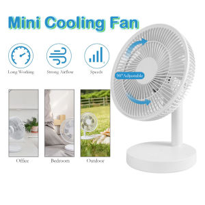 Wireless Table Fan Cooling Fan 3600mAh Rechargeable Mini Fan 90° Rotation 7-blade 4 Speeds Quiet Desktop Fan For Home Office Bedroom Outdoor