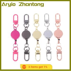 Aryio 21Mm Chống Trộm Kim Loại Dễ Dàng Để Kéo Khóa Dây Có Thể Thu Vào Móc Chìa Khóa Đàn Hồi Keychain Thể Thao Có Thể Thu Vào Vòng Chìa Khóa Y Tá Các Bộ Phận