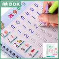 8 Books + Pen Magic Copy Book Free Wiping Children's kids Writing Sticker Practice English Copybook For Calligraphy Montessori法练字帖数字描红1一10幼儿园专用3-12岁儿童小学生凹槽练字本. 
