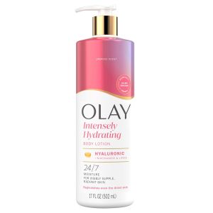 Olay Super Serum Hand and Body Lotion for dry skin long-lasting 24-hour hydration serum complex with more than 5 ingredients for radiant shiny even-toned and firm skin.