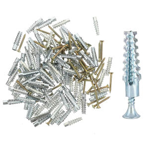 100 Set Metal Expansion Pipe Screw M6 Galvanized Steel Expansion for Gypsum Board Cement Wall