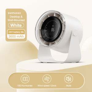 Xiaomi Youpin Sanhuo Desktop Fan Rechargeable Wireless Portable Silent LED Display Wall-Mounted Super Wind Long Battery Life Cooling Fan