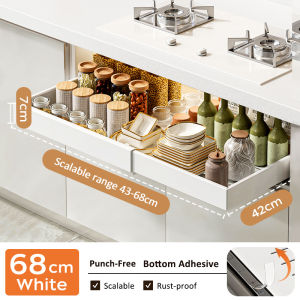 GSlife🔥แนะนำ🔥ชั้น 1/2 ตะกร้าแบบดึงออกได้ พร้อมโครงลิ้นชักเก็บของในตู้ครัว ความจุใหญ่ ประหยัดพื้นที่ ชั้นวางแบบดึงออก ชั้นวางของ