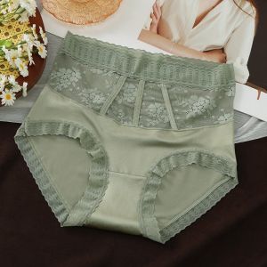 U-8824 ⚡ส่งไวจากไทย⚡ กางเกงในเก็บพุง ระบายลูกไม้เอวสูง กางเกงในผู้หญิง
