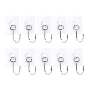 10/1Pcs Transparent Self Adhesive Hooks Heavy Duty Door Wall Hook Kitchen Bathroom Organizer Towel Keys Storage Hanger Holder