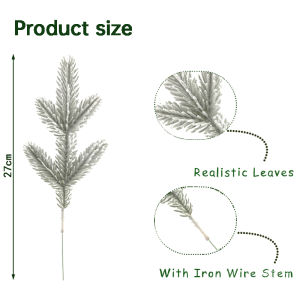 5pcs lá thông nhân tạo tuyết Frosted holly chi nhánh mô phỏng tuyết trắng lá thông cho trang trí Giáng sinh đồ trang trí Cây giáng sinh