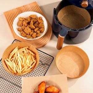 Warm Homie 50pcs Air Fryer Special Paper Baking Non-stick Pad Steamer Oil Absorbing Paper Food Paper Pad Frying Paper Free Gift 1pcs Oil Brush []