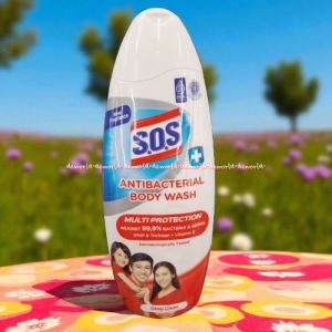 SOS 225ml Antibacterial Body Wash Multi Protection Mandi Anti Bacteri SOS Sabun Mandi Cair Mengandung Vitamin E