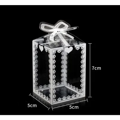 10pcs PVC Acetate Box with Bowknot for Gift Boxes Giveaway Gift Wedding Birthday Transparent Plastic Box