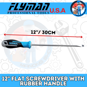 Flyman Flat Screwdriver 12" Rubber Handle with Magnetic Tips High Quality Hand Tool for Various Repair