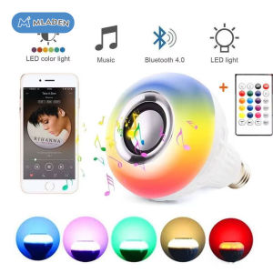 MLADEN LED Music Light Bulb Built-in Bluetooth Speaker E27 Wireless Smart Light Bulb with Remote Control RGB Color Change Night Light